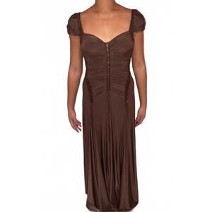 NEW MIGNON beaded jersey gown in brown